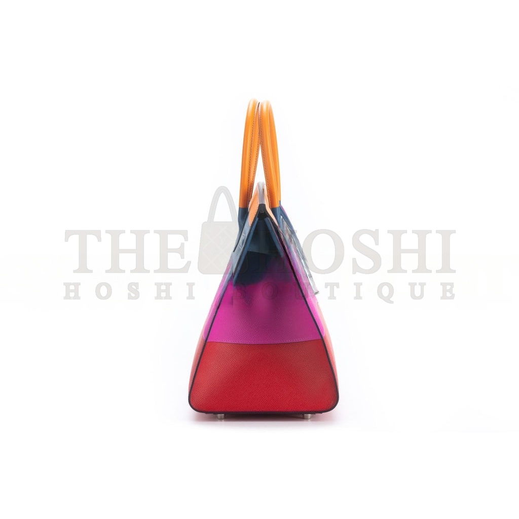 H**me5 BIRKIN 35 EPSOM LEATHER RAINBOW BAG SILVER BUCKLE H028326CK02 (35*28*18cm) Master Quality